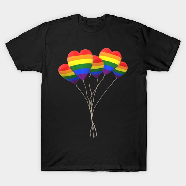 Rainbow Heart Balloons T-Shirt by Klssaginaw